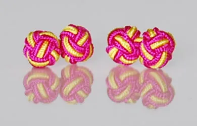 Rings Head Shoulders Toes and Bows Strawberry Banana Silk Knot Cufflinks