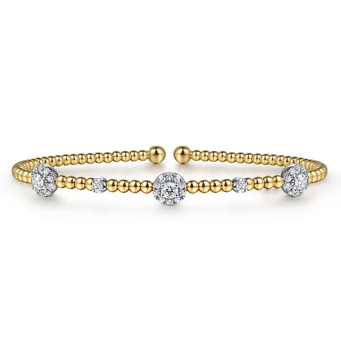 14K WhiteYellow Gold Bujukan Diamond Cluster Stations Bangle GABRIEL CO Bracelets