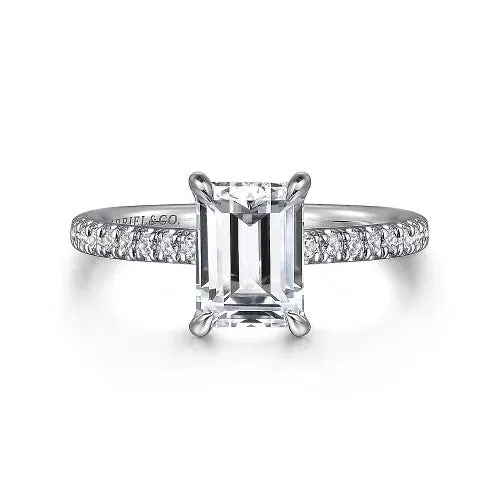 GABRIEL CO Rings Franka 14K White Gold Emerald Cut Diamond Engagement Ring Setting Only GABRIEL CO Rings Franka 14K White Gold Emerald Cut Diamond Engagement Ring Setting Only