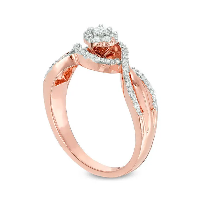 025 CT TW Natural Diamond Frame Promise Ring in Solid 10K Rose Gold Goldia Rings 025 CT TW Natural Diamond Frame Promise Ring in Solid 10K Rose Gold Goldia Rings