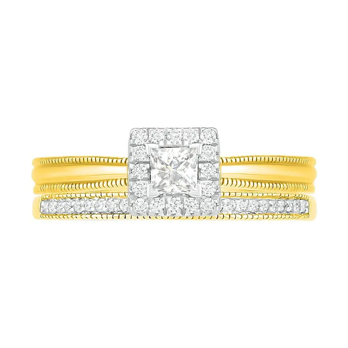033 CT TW PrincessCut Natural Diamond Frame Antique VintageStyle Bridal Engagement Ring Set in Solid 10K Yellow Gold Goldia Rings 033 CT TW PrincessCut Natural Diamond Frame Antique VintageStyle Bridal Engagement Ring Set in Solid 10K Yellow Gold Goldia Rings