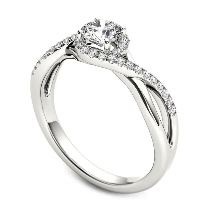 063 CT TW Natural Diamond Frame Twist Bypass Engagement Ring in Solid 14K White Gold Goldia Rings 063 CT TW Natural Diamond Frame Twist Bypass Engagement Ring in Solid 14K White Gold Goldia Rings