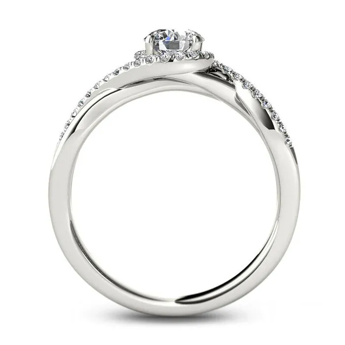 063 CT TW Natural Diamond Frame Twist Bypass Engagement Ring in Solid 14K White Gold Goldia Rings 063 CT TW Natural Diamond Frame Twist Bypass Engagement Ring in Solid 14K White Gold Goldia Rings