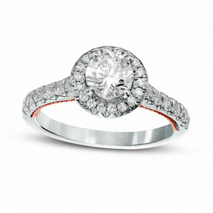 15 CT TW Natural Diamond Antique VintageStyle Engagement Ring in Solid 14K TwoTone Gold Goldia Rings 15 CT TW Natural Diamond Antique VintageStyle Engagement Ring in Solid 14K TwoTone Gold Goldia Rings