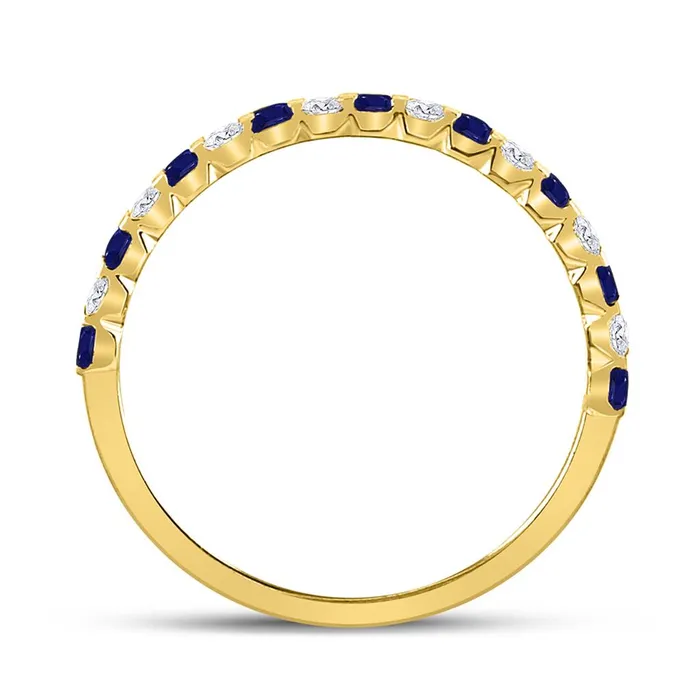 10k Yellow Gold Princess Blue Sapphire Diamond Stackable Band Ring 38 Cttw gndatlanta Rings