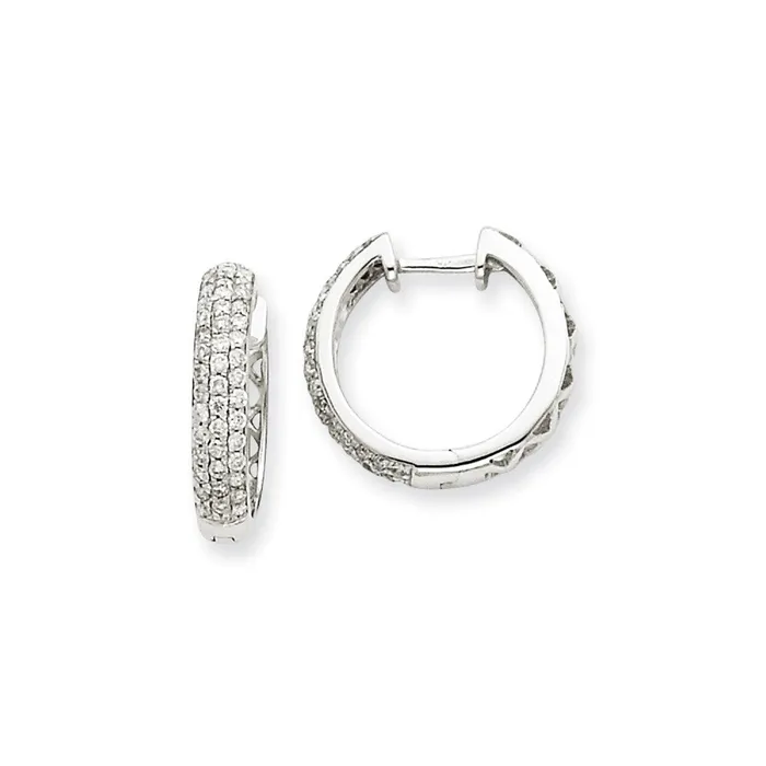 14k A White Gold Real Diamond Hoop Earrings Goldia Earrings