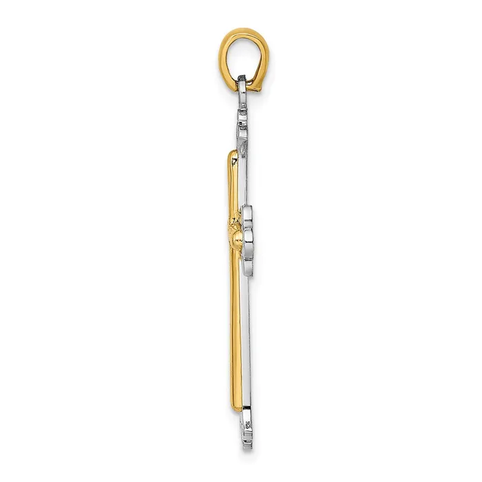14k Twotone Gold Polished Cross Charm Goldia Rings