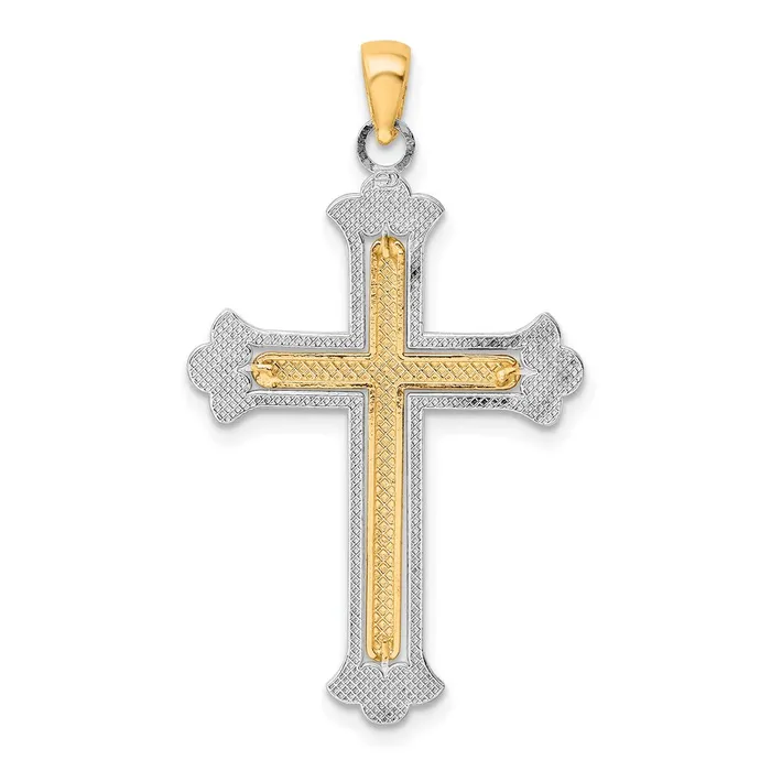 14k Twotone Gold Polished Cross Charm Goldia Rings