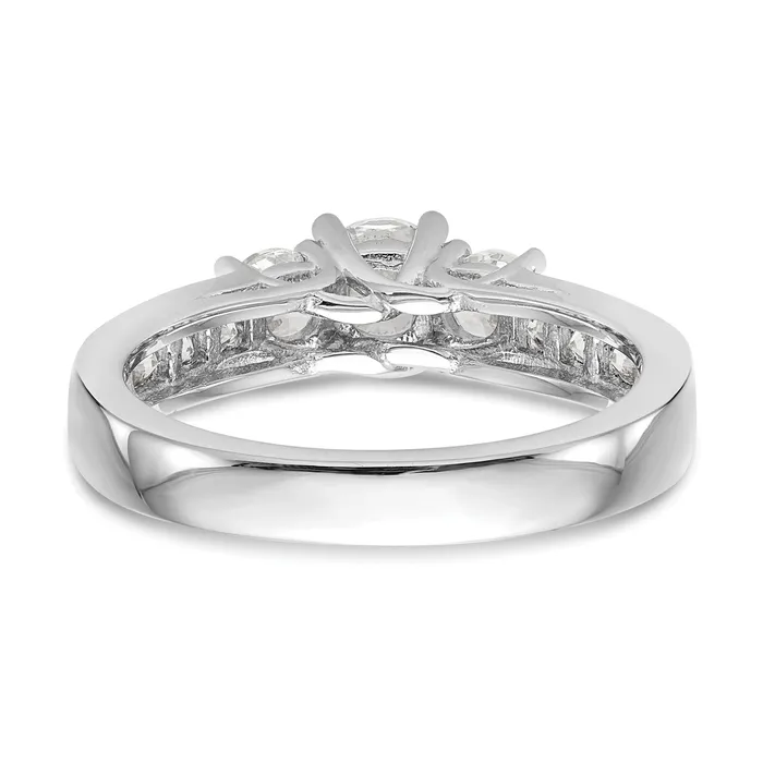 14k White Gold 1 Ct Lab Grown Diamond VSSI G Round Three Stone Engagement Ring Goldia Rings