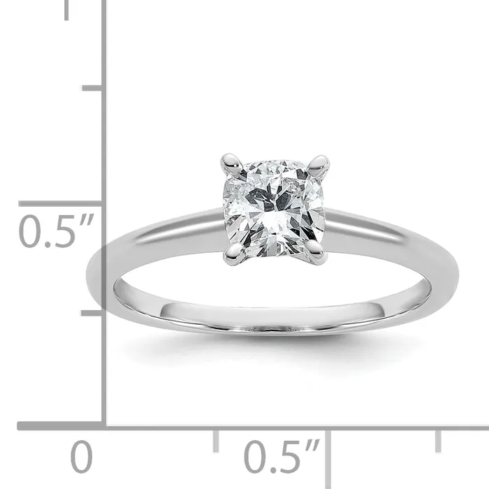 14k White Gold 34 Ct Lab Grown Diamond VSSI G Cushion Solitare Engagement Ring Goldia Rings