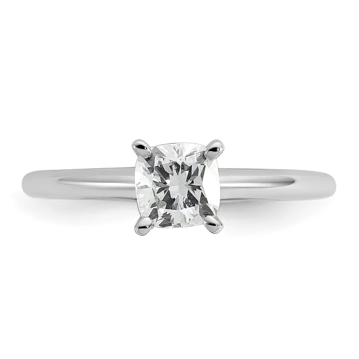 14k White Gold 34 Ct Lab Grown Diamond VSSI G Cushion Solitare Engagement Ring Goldia Rings