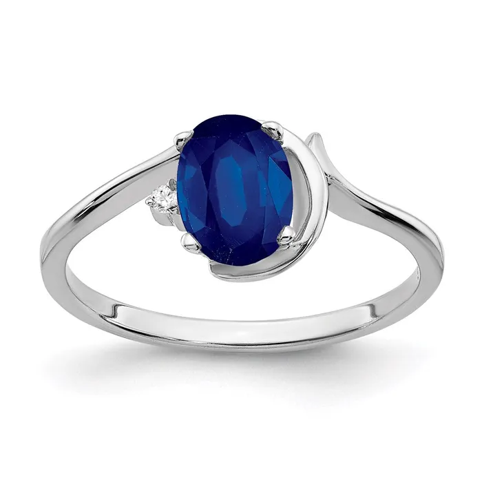 14k White Gold 7x5mm Oval Sapphire A Real Diamond ring Goldia Rings