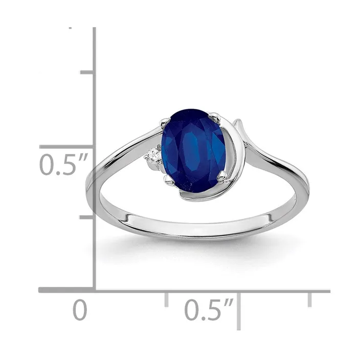 14k White Gold 7x5mm Oval Sapphire A Real Diamond ring Goldia Rings