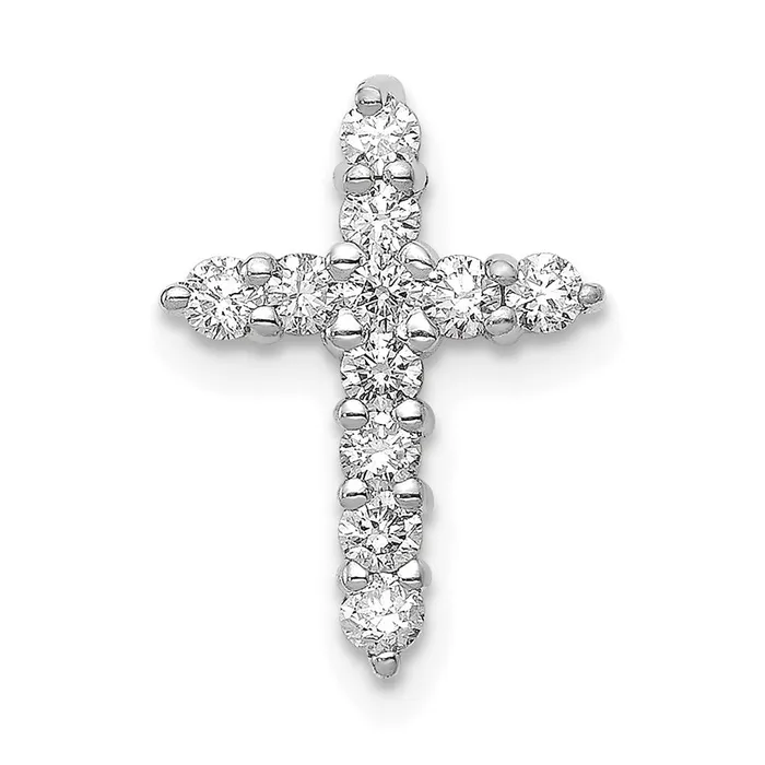14k White Gold AA 13ct Real Diamond Cross Pendant Goldia Necklaces