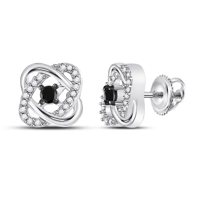 14k White Gold Round Black Diamond Fashion Earrings 14 Cttw gndatlanta Earrings 14k White Gold Round Black Diamond Fashion Earrings 14 Cttw gndatlanta Earrings