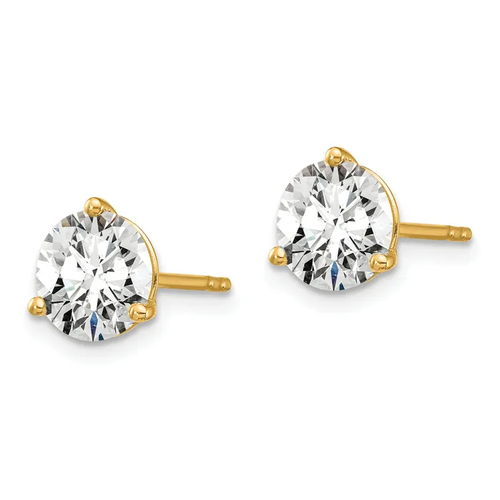14k Yellow Gold 5 ctw Certified Lab Grown Diamond VSSI G Round 3 Prong Heavy Wt Stud Earrings Goldia Earrings