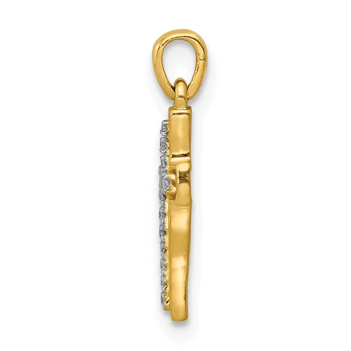 14k Yellow Gold and Rhodium 120ct Real Diamond Cross Pendant Goldia Necklaces