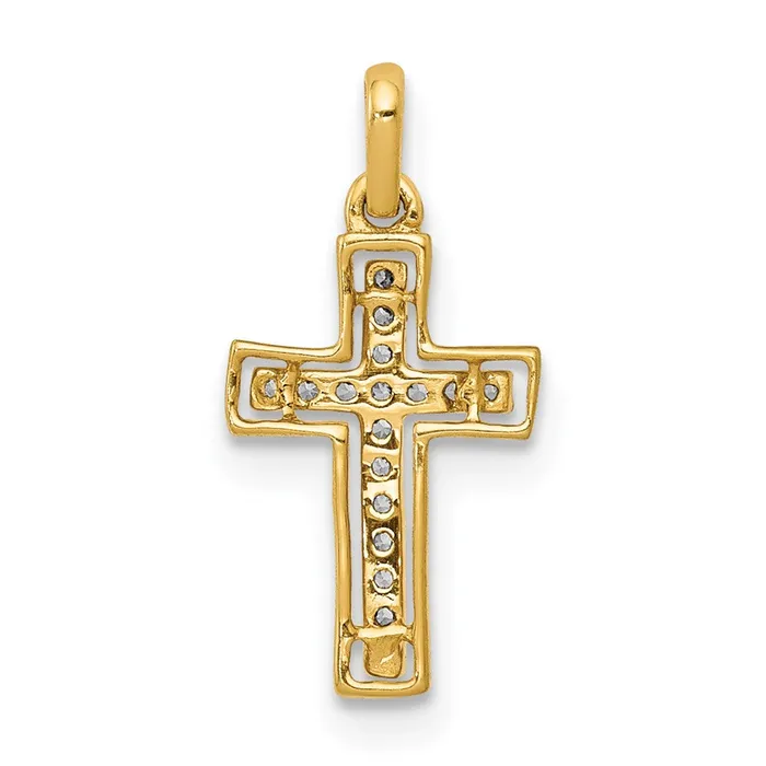14k Yellow Gold and Rhodium 120ct Real Diamond Cross Pendant Goldia Necklaces