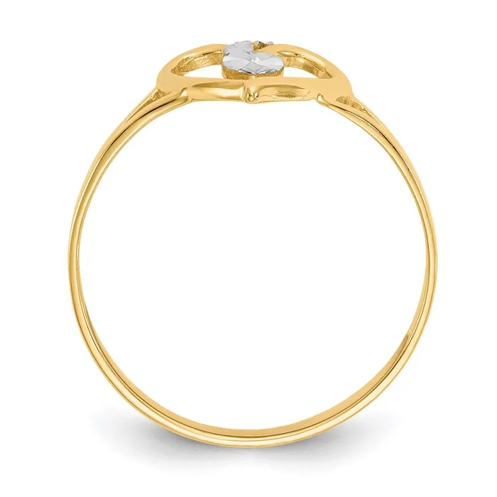 14k Yellow Gold and White Rhodium Polished Heart Ring Goldia Rings