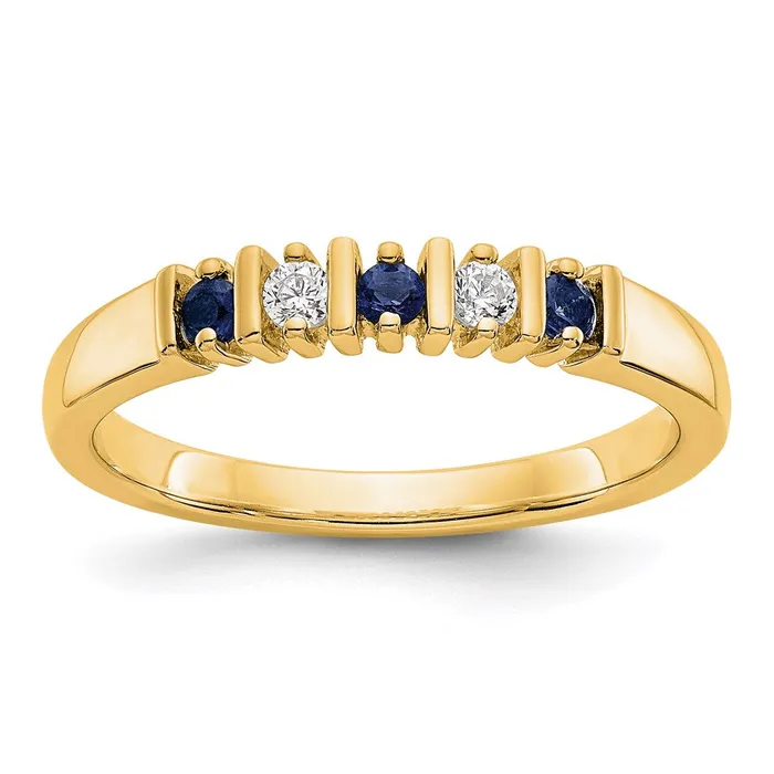 14k Yellow Gold Real Diamond wSapphire Band Goldia Rings