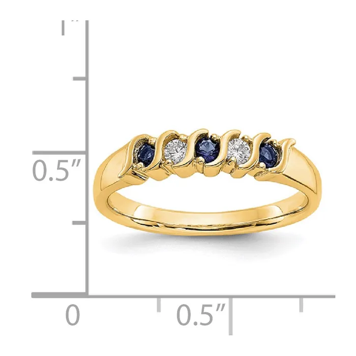 14k Yellow Gold Real Diamond wSapphire Band Goldia Rings
