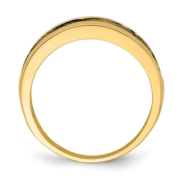 14k Yellow Gold wRhodium CutOut Greek Key Band Goldia Rings