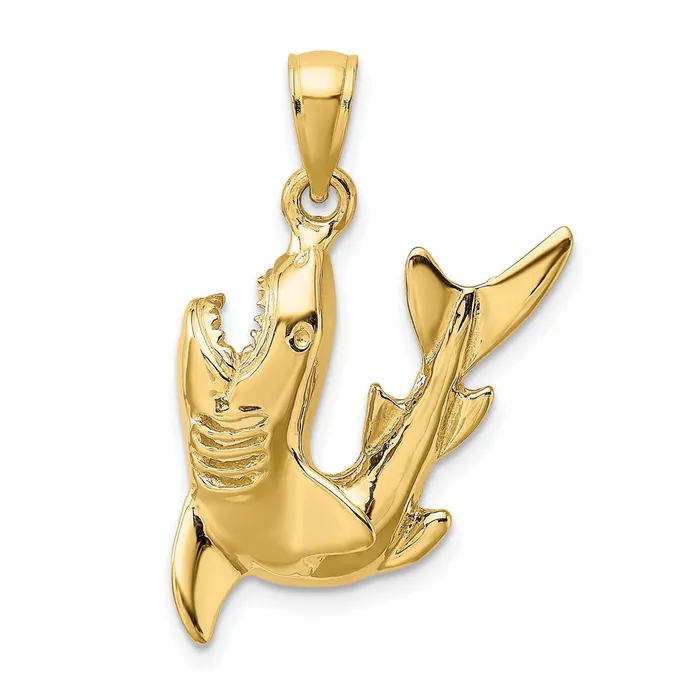 Charm Necklaces Goldia 14k Yellow Gold 2D Polished Shark Charm