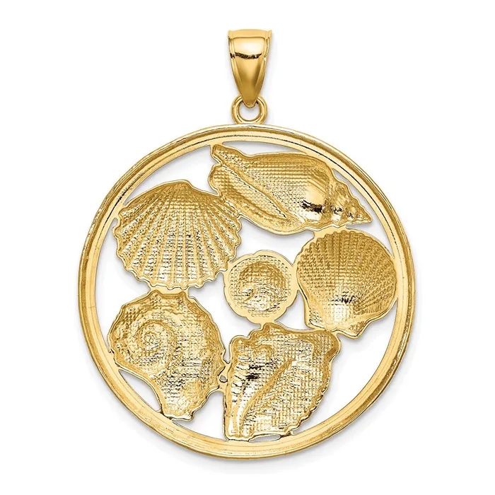 Charm Necklaces Goldia 14k Yellow u0026 Rhodium Gold with White Rhodium Shell Cluster in Circle Charm