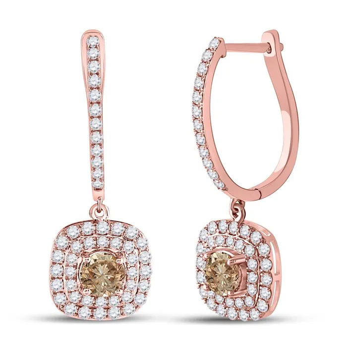 Earrings 14k Rose Gold Round Brown Diamond Dangle Earrings 213 Cttw gndatlanta Earrings 14k Rose Gold Round Brown Diamond Dangle Earrings 213 Cttw gndatlanta