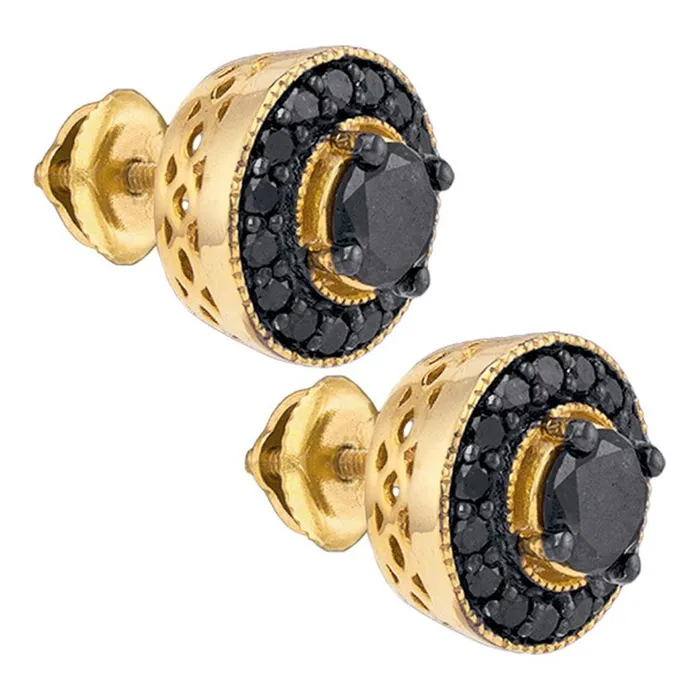 Earrings gndatlanta Yellowtone Sterling Silver Round Black Diamond Stud Earrings 2 Cttw Earrings gndatlanta Yellowtone Sterling Silver Round Black Diamond Stud Earrings 2 Cttw
