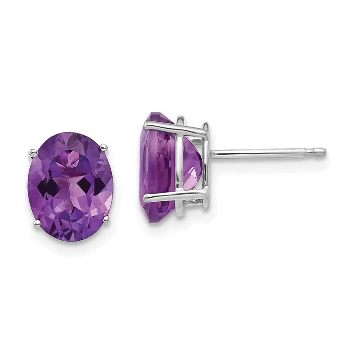 Earrings Goldia 14k White Gold 9x7mm Oval Amethyst Earrings