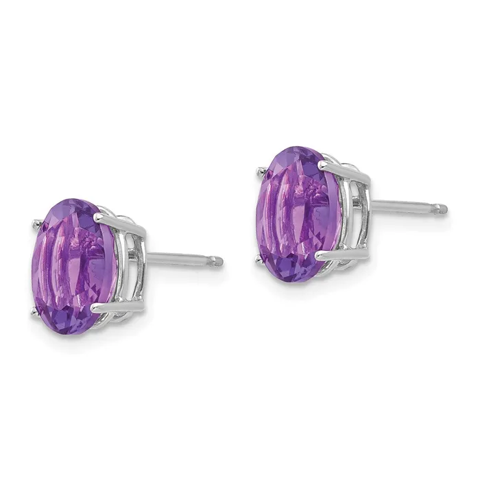 Earrings Goldia 14k White Gold 9x7mm Oval Amethyst Earrings