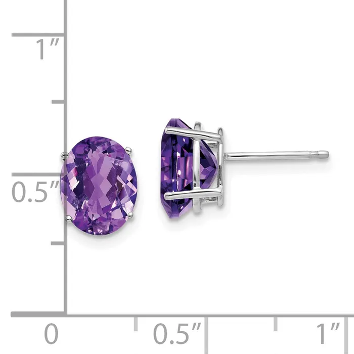 Earrings Goldia 14k White Gold 9x7mm Oval Amethyst Earrings
