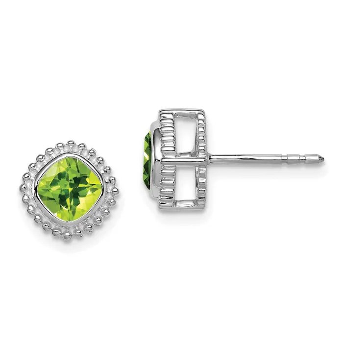 Earrings Goldia 14k White Gold Cushion Peridot Earrings