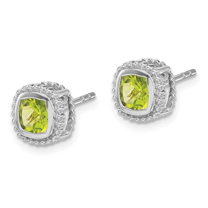 Earrings Goldia 14k White Gold Cushion Peridot Earrings