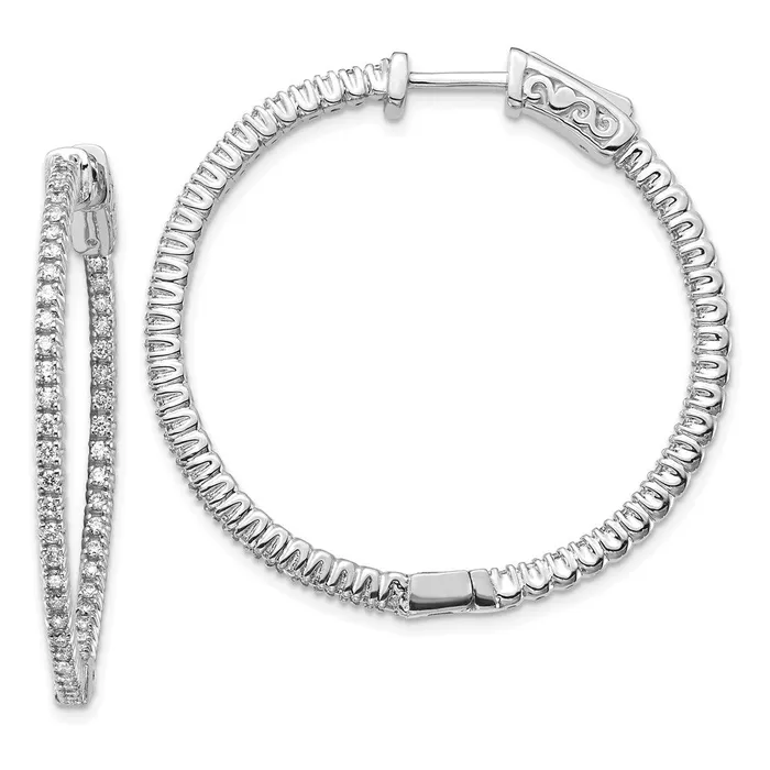 Earrings Goldia 14k White Gold Diamond Round Hoop wSafety Clasp Earrings Earrings Goldia 14k White Gold Diamond Round Hoop wSafety Clasp Earrings