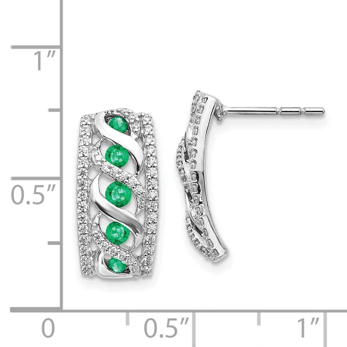 Earrings Goldia 14k White Gold Real Diamond Emerald Fancy Earrings