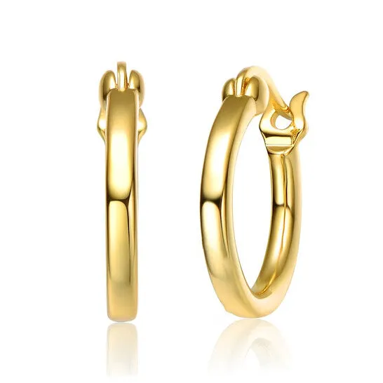 Earrings JMS always Original Megan Walford Sterling Silver 14K Gold Plated Clear Cubic Zirconia Hoop Saddle Back Earrings Earrings JMS always Original Megan Walford Sterling Silver 14K Gold Plated Clear Cubic Zirconia Hoop Saddle Back Earrings