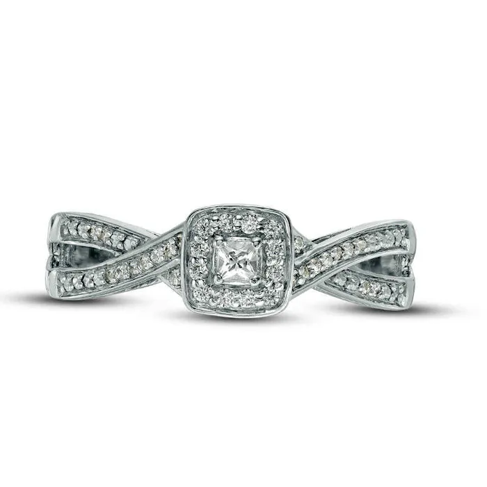 Engravable 013 CT TW PrincessCut Natural Diamond Split Shank Promise Ring in Solid 10K White Yellow or Rose Gold 1 Line Goldia Rings Engravable 013 CT TW PrincessCut Natural Diamond Split Shank Promise Ring in Solid 10K White Yellow or Rose Gold 1 Line Goldia Rings
