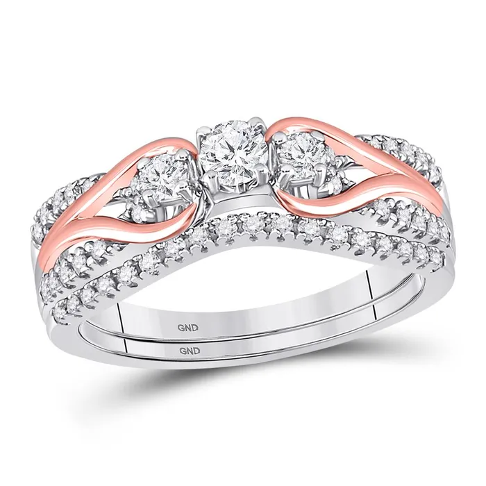 gndatlanta Rings 10k Twotone Gold Round Diamond Bridal Wedding Ring Set 58 Cttw gndatlanta Rings 10k Twotone Gold Round Diamond Bridal Wedding Ring Set 58 Cttw