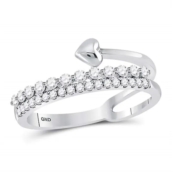 gndatlanta Rings 14k White Gold Round Diamond Fashion Heart Ring 38 Cttw gndatlanta Rings 14k White Gold Round Diamond Fashion Heart Ring 38 Cttw