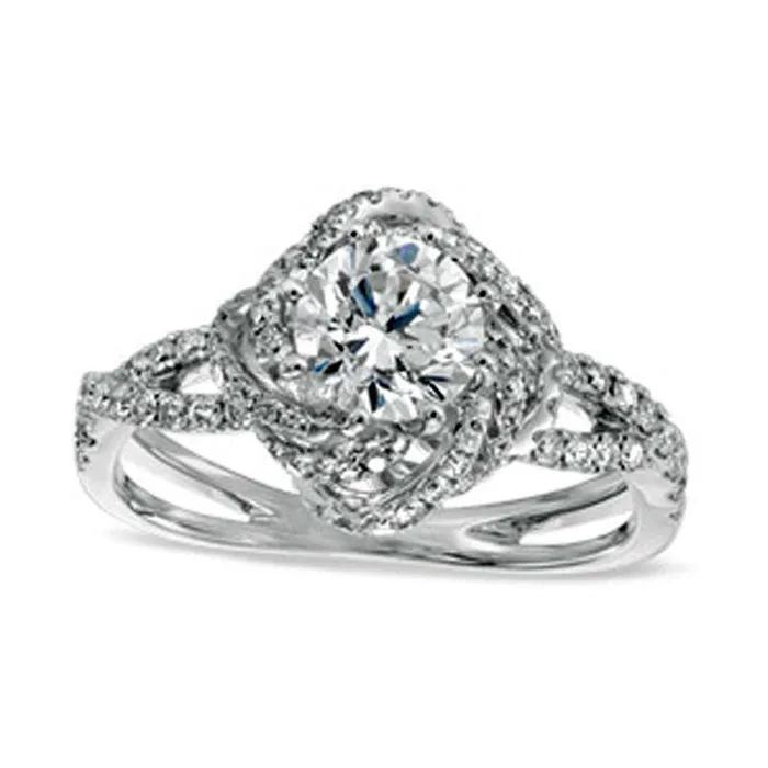 Goldia 125 CT TW Natural Diamond Swirl Frame Split Shank Engagement Ring in Solid 14K White Gold Rings Goldia 125 CT TW Natural Diamond Swirl Frame Split Shank Engagement Ring in Solid 14K White Gold Rings