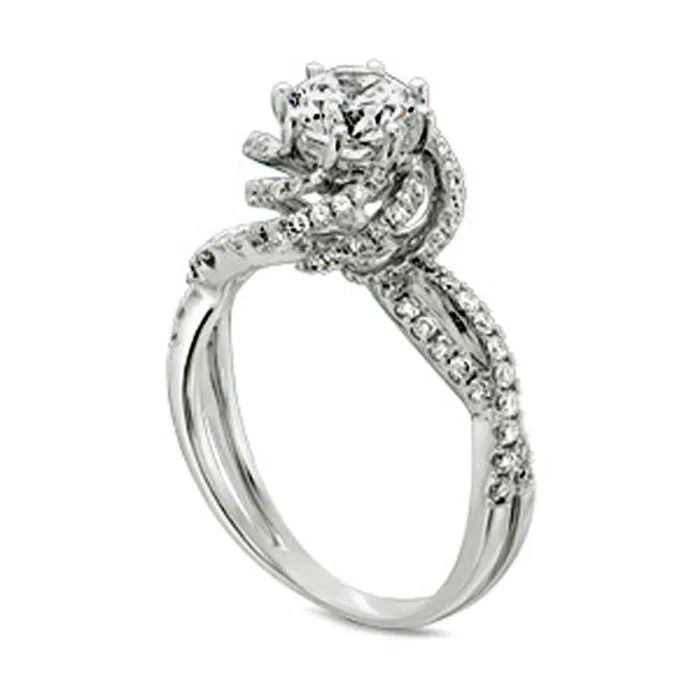 Goldia 125 CT TW Natural Diamond Swirl Frame Split Shank Engagement Ring in Solid 14K White Gold Rings Goldia 125 CT TW Natural Diamond Swirl Frame Split Shank Engagement Ring in Solid 14K White Gold Rings
