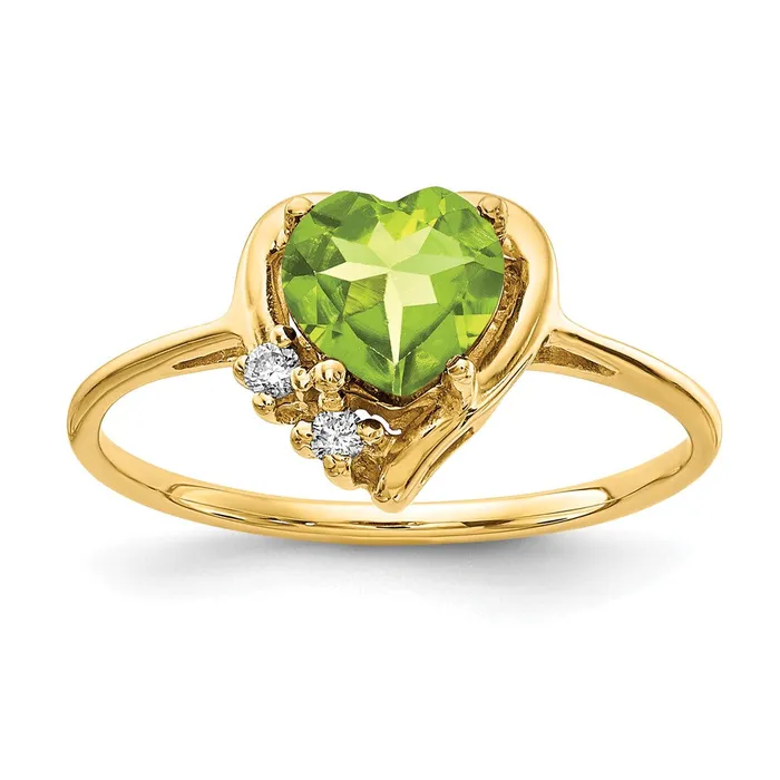 Goldia 14k Yellow Gold 6mm Heart Peridot VS Diamond ring Rings