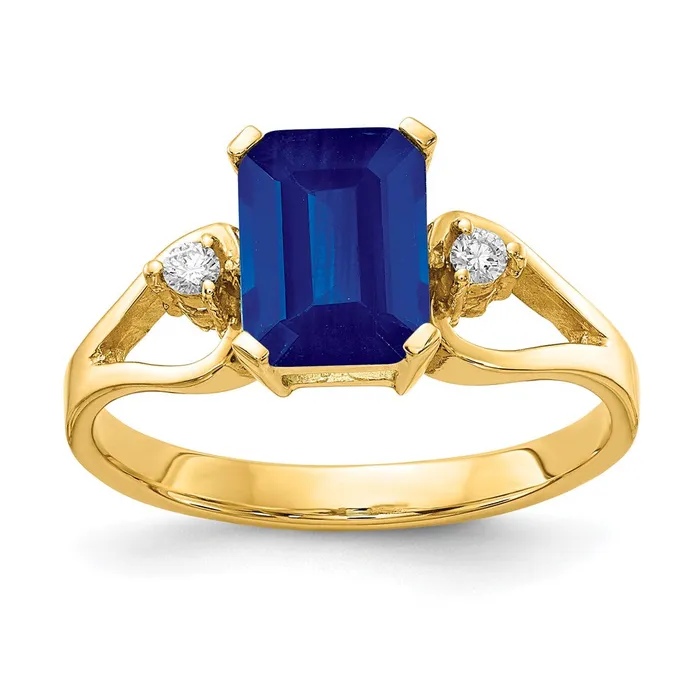 Goldia 14k Yellow Gold 8x6mm Emerald Cut Sapphire AAA Diamond ring Rings Goldia 14k Yellow Gold 8x6mm Emerald Cut Sapphire AAA Diamond ring Rings