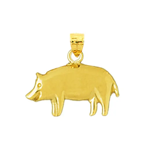 Goldia Charm Necklaces 14K Gold 16MM Pig Charm