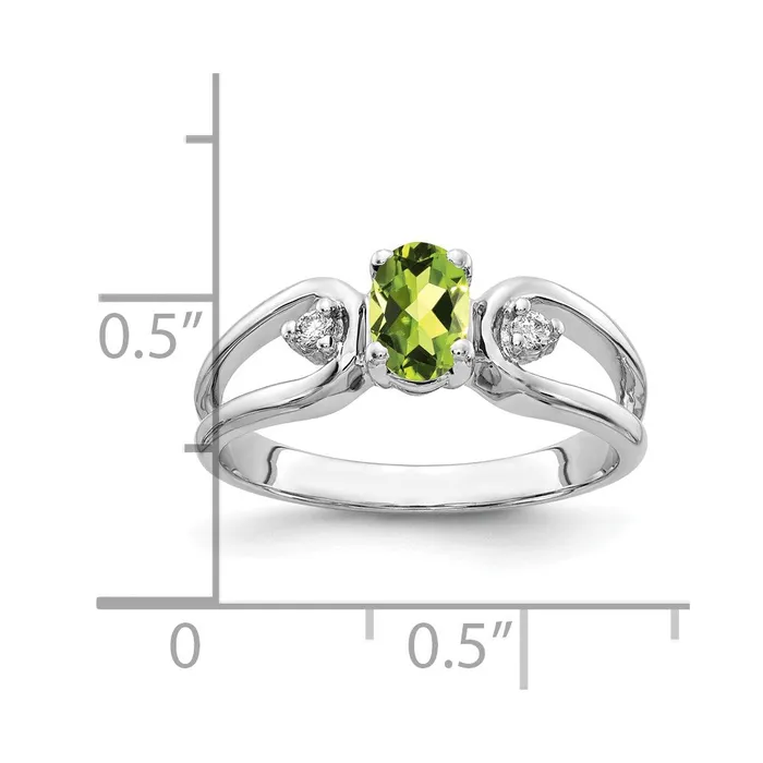 Goldiacom Rings 14k White Gold 6x4mm Oval Peridot A Real Diamond ring