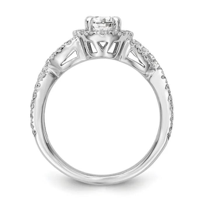 Goldiacom Rings 14K White Gold Diamond Oval CZ Oval Halo Engagement Ring