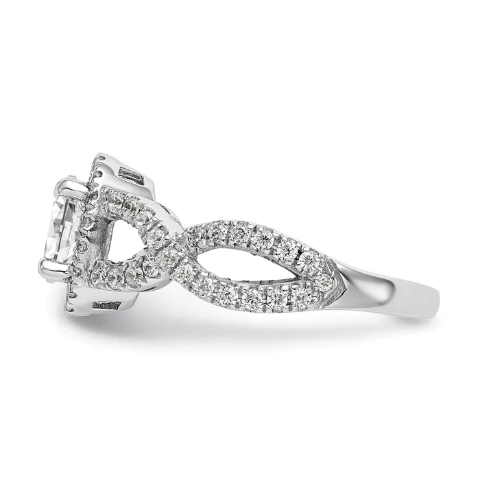 Goldiacom Rings 14K White Gold Diamond Oval CZ Oval Halo Engagement Ring