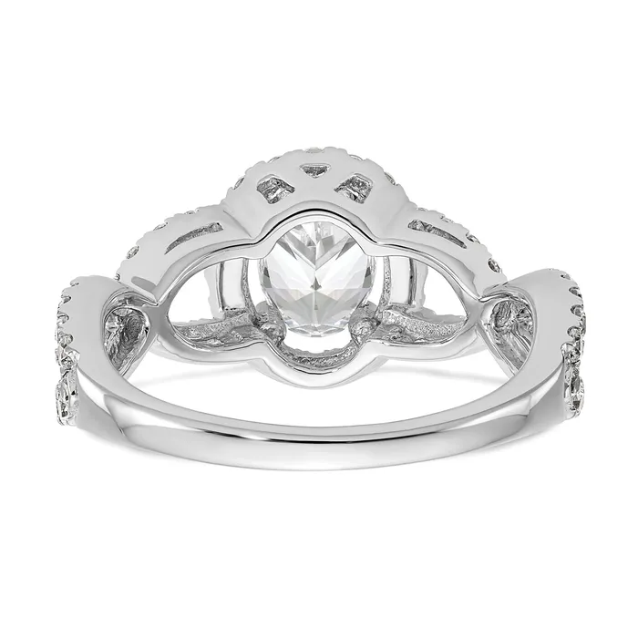 Goldiacom Rings 14K White Gold Diamond Oval CZ Oval Halo Engagement Ring